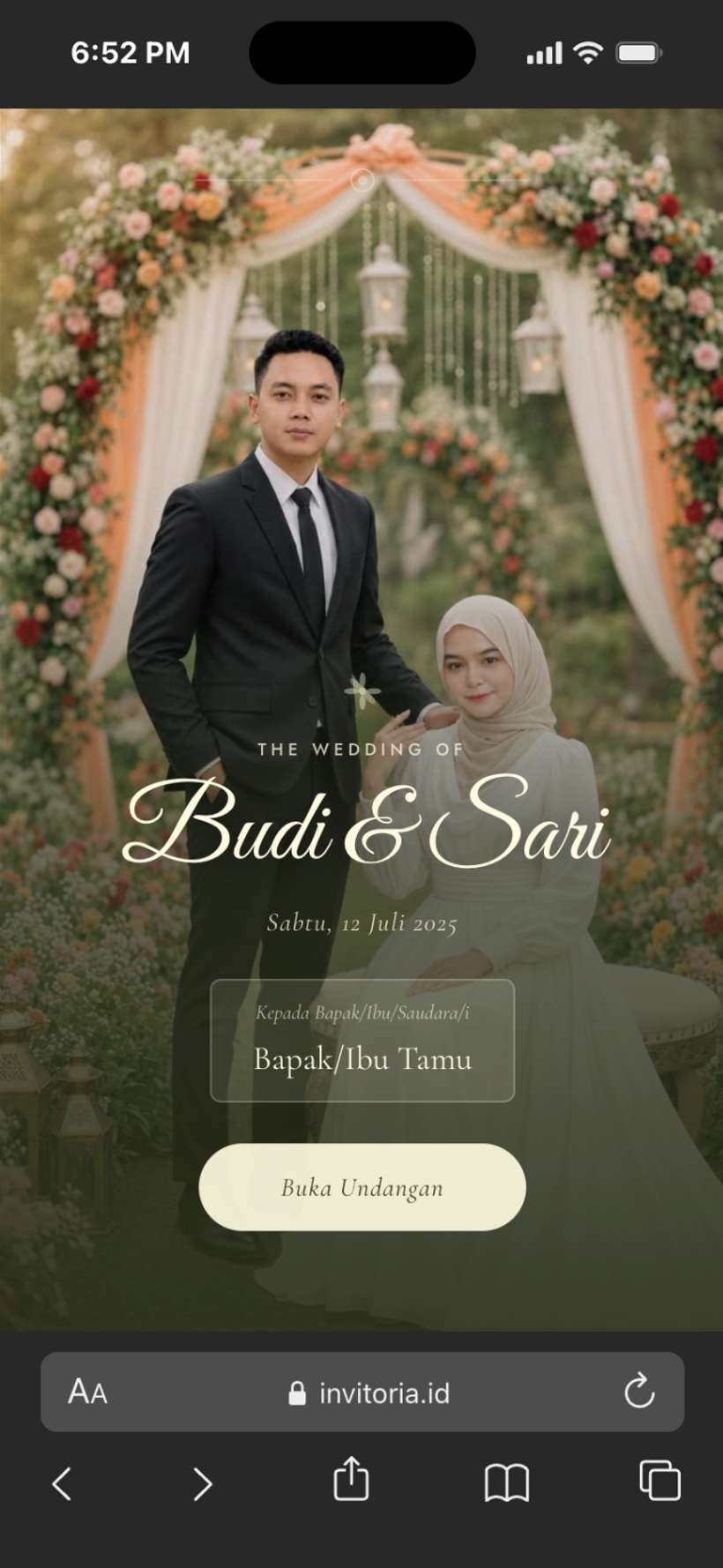Tampilan undangan di iPhone