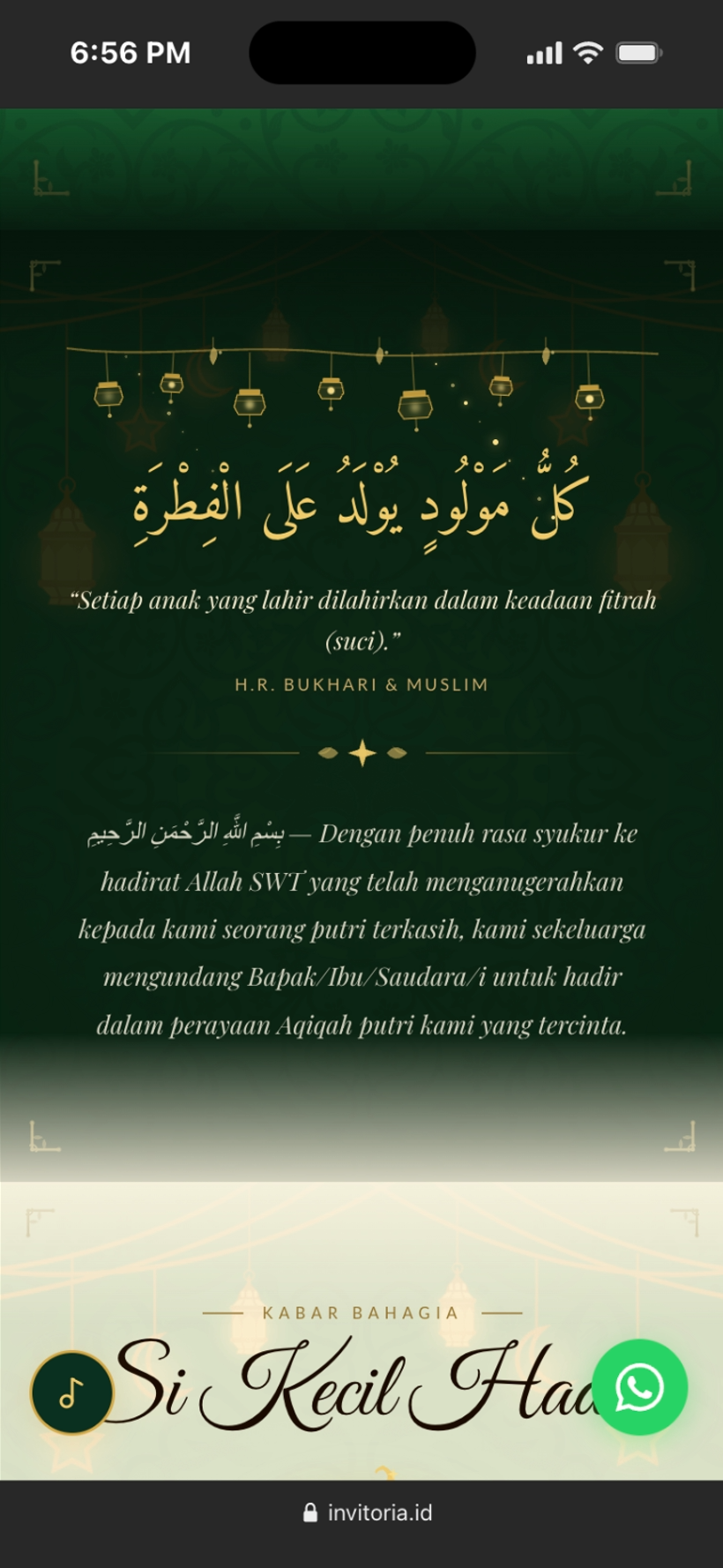 Tampilan undangan di iPhone