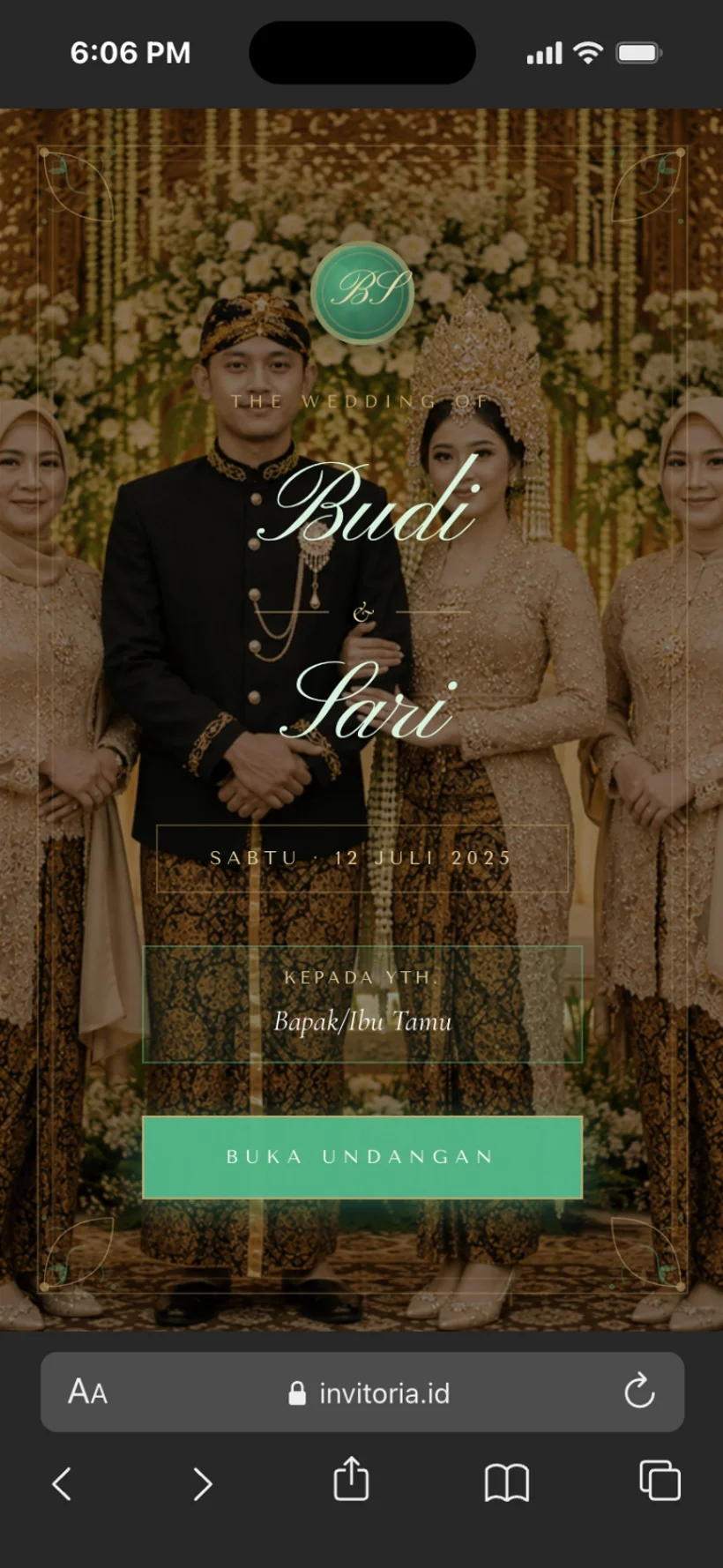 Tampilan undangan di iPhone