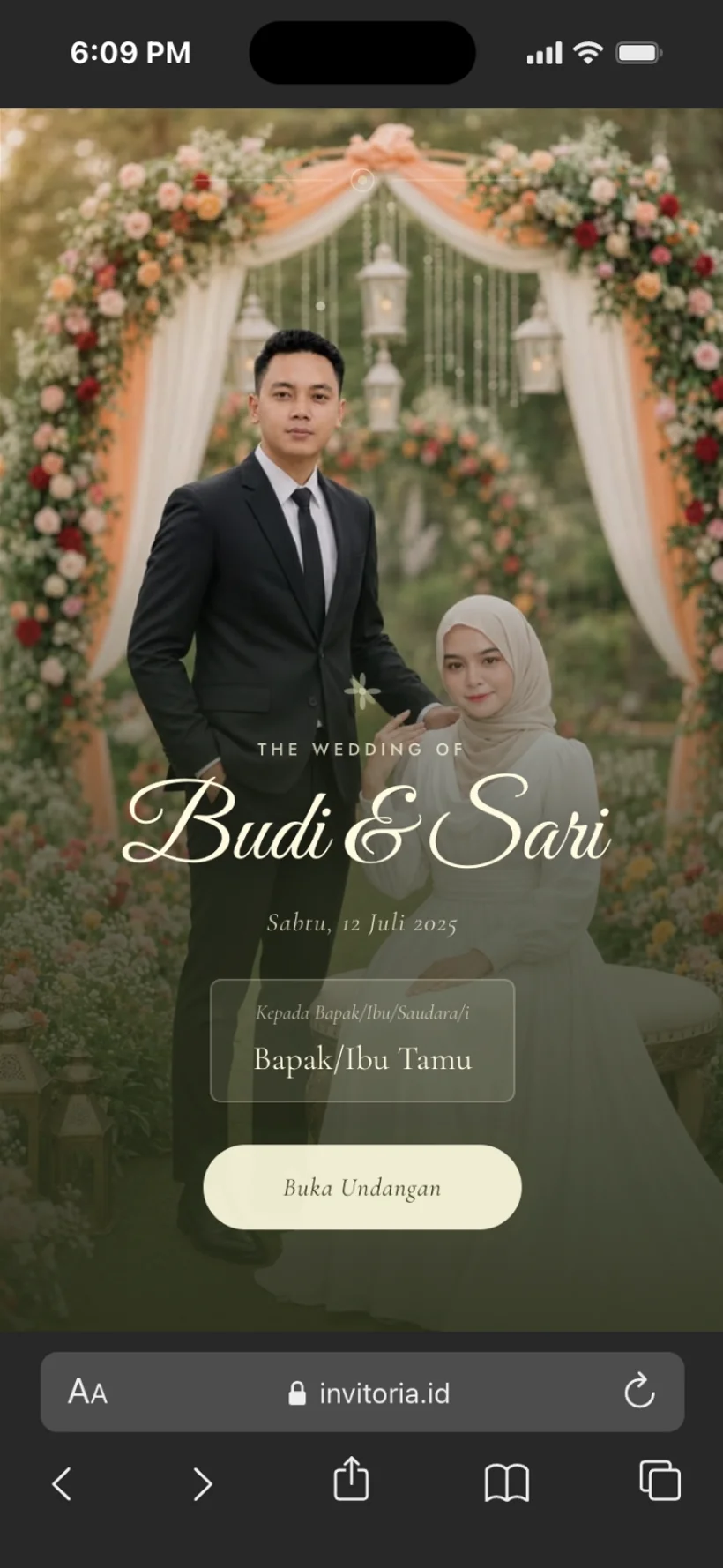 Tampilan undangan di iPhone