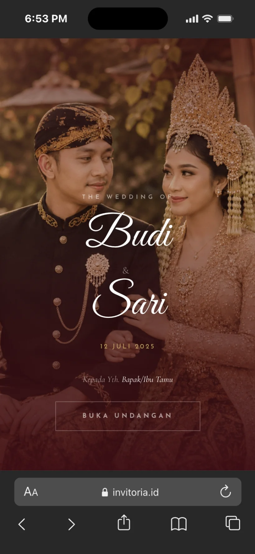 Tampilan undangan di iPhone